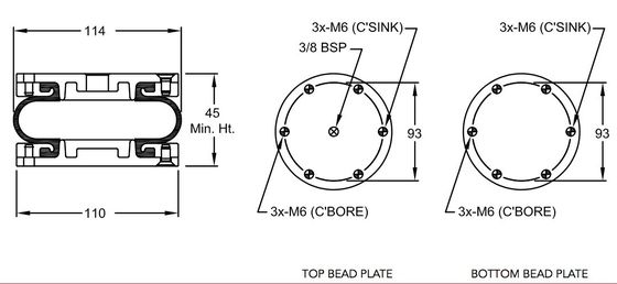 Мембрана DUNLOP амортизатора удара варочных мешков 8BSP Firestone W01-R58-4043